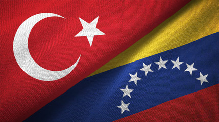 Turkey and Venezuela two flags textile cloth, fabric texture