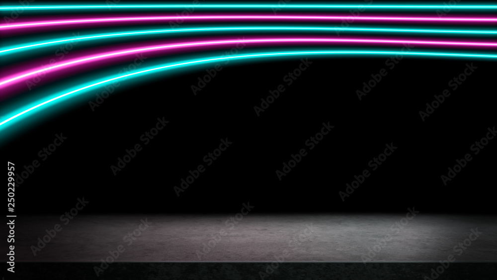 Canvas Prints pink and turquoise neon lights in the background with lots of copy space for text or product display