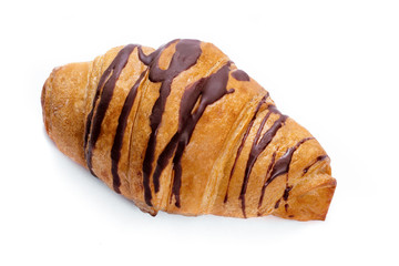 Close-up of a french Croissant isolated on a white  Background. French Croissant on white Background.