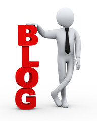 3d businessman blog word presentation