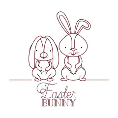 easter bunny label isolated icon