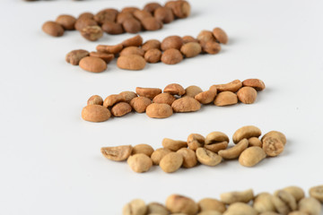 Fototapeta na wymiar Coffee beans with different types of roast