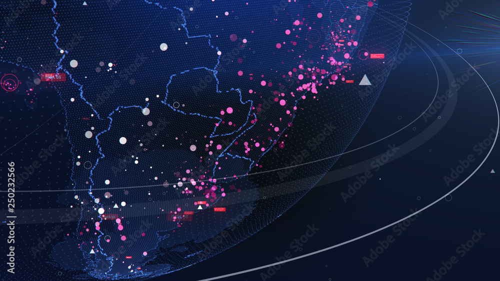 Poster global network technology. data exchange and global network over the world 3d rendering. global netw
