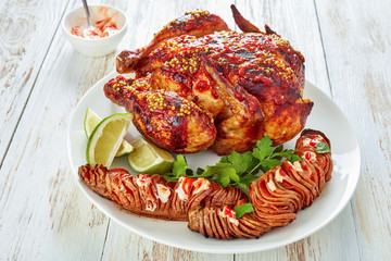 roasted chicken with sweet potato and sauce
