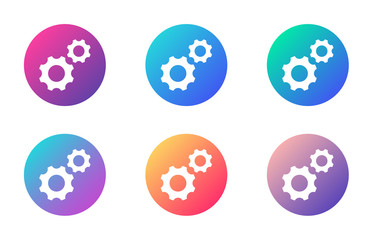 gear wheels account ui web button. ui elements. gear wheels vector icons on trendy gradients for web, mobile and user interface design