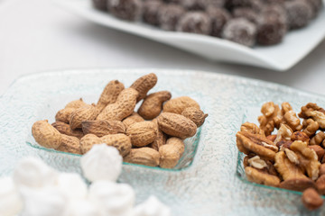 Sweet marshmallow, walnuts and nuts