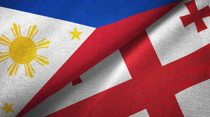 Philippines and Georgia two flags textile cloth, fabric texture