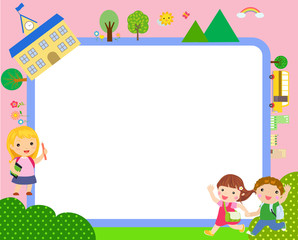 Naklejka premium Education back to school cartoon kids.