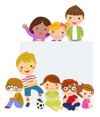 Group of Kids and banner