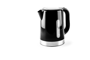 black electrical kettle isolated on white