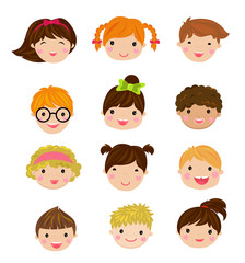 Cartoon children characters set