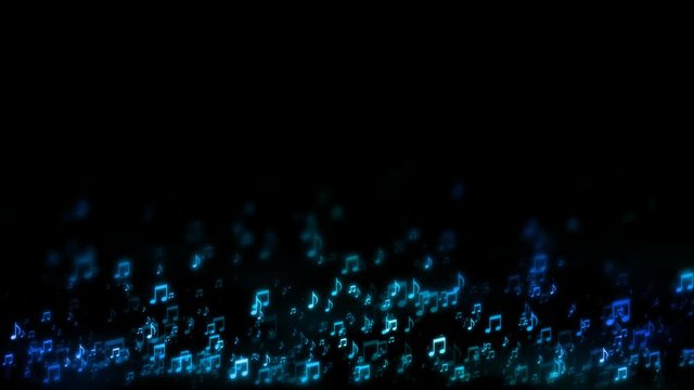 Loopable - 3D Rendering of seamless digital musical eight notes floating endlessly from bottom with large copy space area for your conent. For Hi Tech, music festival, sound studio, party background