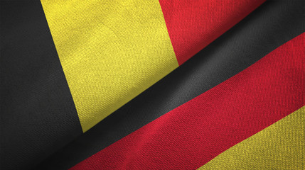Belgium and Germany two flags textile cloth, fabric texture