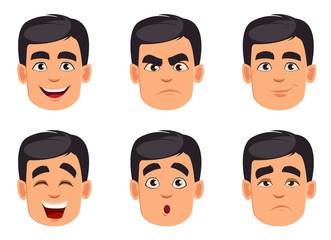 Male emotions set. Pack of facial expressions