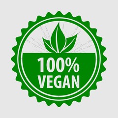 Vegan, Organic, natural product logo or label. Vector illustration.
