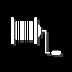 Fishing reel icon flat
