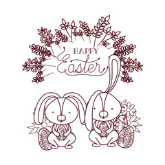 happy easter label with egg isolated icon