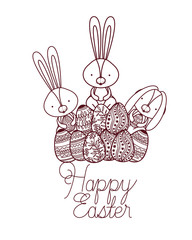 happy easter label with egg isolated icon