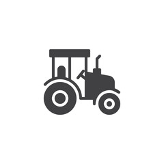 Agricultural tractor vector icon. filled flat sign for mobile concept and web design. Tractor side view simple glyph icon. Symbol, logo illustration. Pixel perfect vector graphics