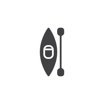 Kayak and oar top view vector icon. filled flat sign for mobile concept and web design. Canoe with paddle simple glyph icon. Rafting symbol, logo illustration. Pixel perfect vector graphics