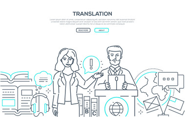 Translation - modern line design style web banner