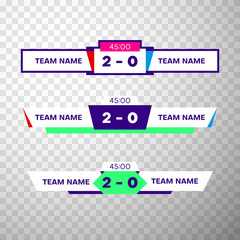 Scoreboard templates with team name, score and game timer for sporting events and battles. - 250241199