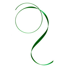 Shiny satin ribbon in green color isolated on white background .Ribbon image for decoration design.