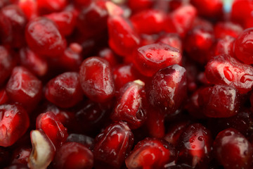 Ripe pomegranate seeds, closeup
