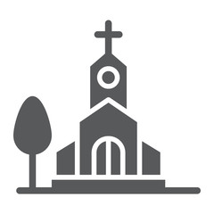 Church glyph icon, religion and building, chapel sign, vector graphics, a solid pattern on a white background.