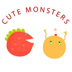 Cute monsters vector illustration.Print design for poster or t-shirt