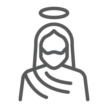 recommend clip art: Jesus line icon, christianity and god, christ sign, vector graphics, a linear pattern on a white background.