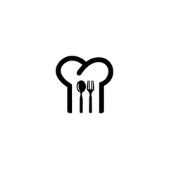 Chef hat with cutlery restaurant icon