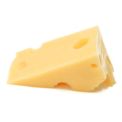 Cubes of cheese. Cheese block isolated on white background cutout