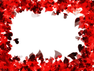 frame of red hearts on a white background for the holiday