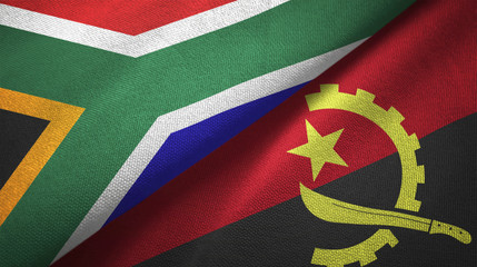 South Africa and Angola two flags textile cloth, fabric texture