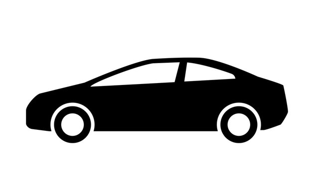 Car side view silhouette icon. Clipart image isolated on white background