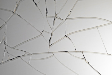 broken glass closeup, macro view of broken glass, cracked glass, toned
