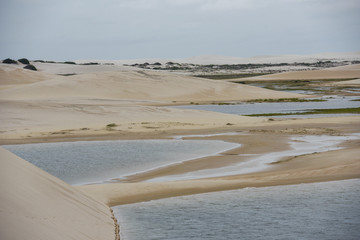 Lagoon on the middle of the dunes at Lencois Maranhenese National Park, Brazil
