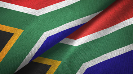 Fototapeta premium South Africa and South Africa two flags textile cloth, fabric texture