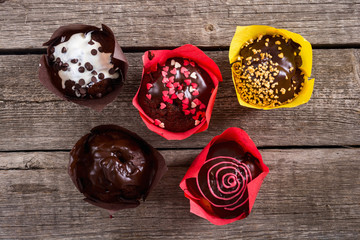 Colorful chocolate homemade muffins