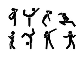 dancing people pictogram stick figure icons