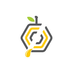 honey comb sweet fruit logo vector