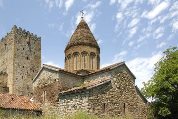 ananuri fortress, georgia, castle, church, religion, ancient, history, old, cathedral, stone, architecture, medieval, feudal, tower, view,