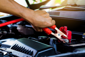 selective focus charging car with electricity trough cables.