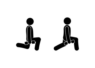 people sports, icon gym, exercise lunges with dumbbells