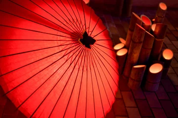 Cercles muraux Rouge Yamaka Lantern Roman Hyakuka Hyakusai