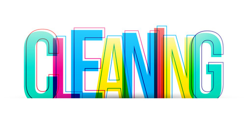 Cleaning colorful word vector isolated on a white background