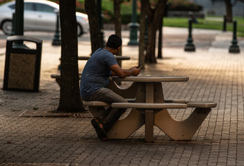 unknown man is waiting for his ride