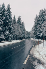 Winter road in alps