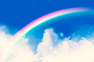 peaceful image of a rainbow above in the sky
